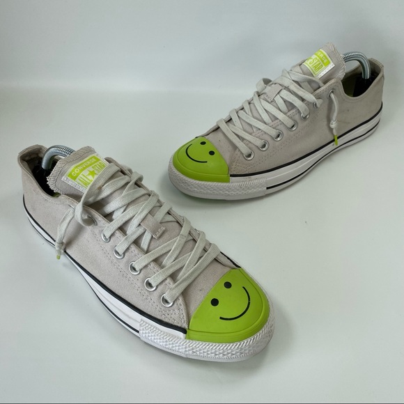 Converse Chuck Taylor All Star Low Smiley Face Green Men's 8.5 Womens 10.5 RARE